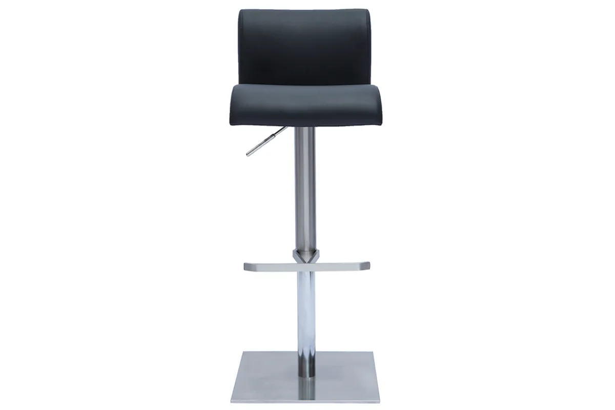 Miliboo Design-Barhocker höhenverstellbar schwarz gebürsteter Edelstahl (2er-Set) SHEINA* Barhocker
