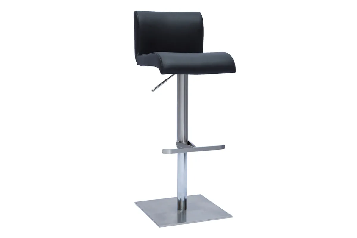 Miliboo Design-Barhocker höhenverstellbar schwarz gebürsteter Edelstahl (2er-Set) SHEINA* Barhocker