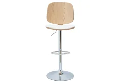 Miliboo Design-Barhocker höhenverstellbar weiß und helles Holz BECK* Barhocker
