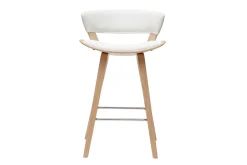 Miliboo Design-Barhocker höhenverstellbar weiß und helles Holz H65 cm SYRAH* Barhocker