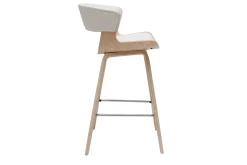 Miliboo Design-Barhocker höhenverstellbar weiß und helles Holz H65 cm SYRAH* Barhocker