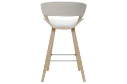 Miliboo Design-Barhocker höhenverstellbar weiß und helles Holz H65 cm SYRAH* Barhocker