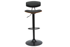 Miliboo Design-Barhocker höhenverstellbar schwarz und dunkles Holz VASCO* Barhocker
