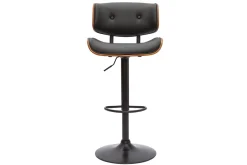 Miliboo Design-Barhocker höhenverstellbar schwarz und dunkles Holz BASILE* Barhocker