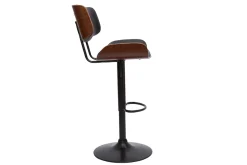 Miliboo Design-Barhocker höhenverstellbar schwarz und dunkles Holz BASILE* Barhocker