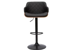 Miliboo Design-Barhocker höhenverstellbar schwarz und dunkles Holz LUCIEN* Barhocker