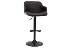 Miliboo Design-Barhocker höhenverstellbar schwarz und dunkles Holz LUCIEN* Barhocker