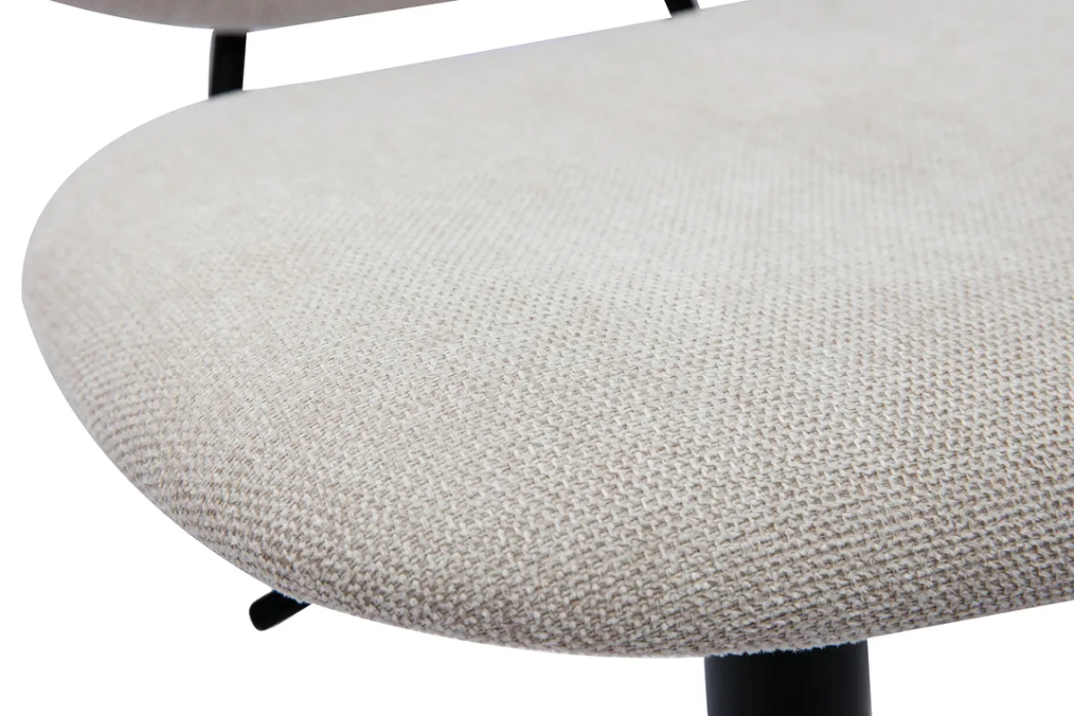 Miliboo Design-Barhocker höhenverstellbar Stoff mit Samteffekt in Beige und schwarzes Metall (2er-Set) BARNET* Barhocker