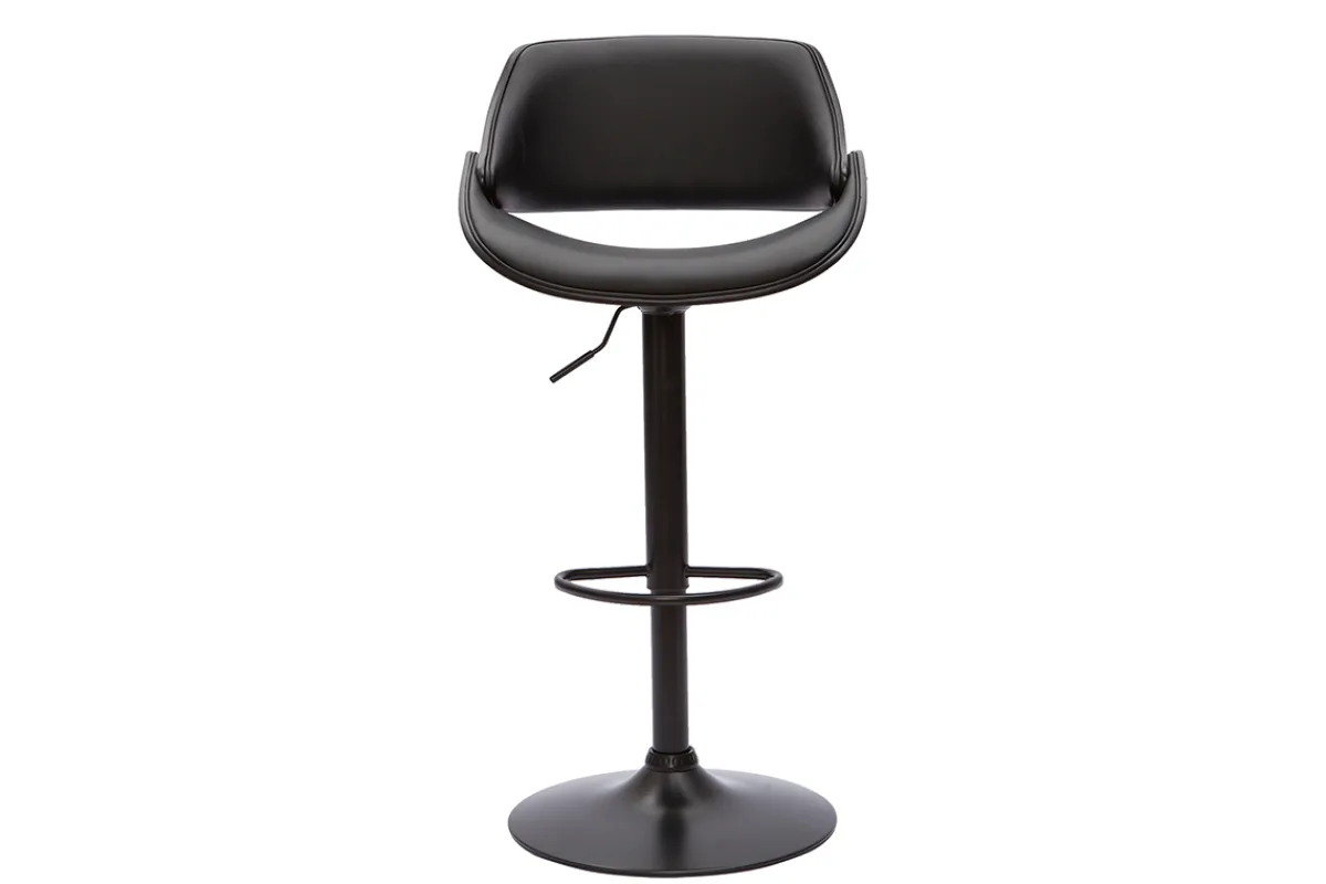 Miliboo Design-Barhocker höhenverstellbar Holz und schwarzes Metall CLASH* Barhocker
