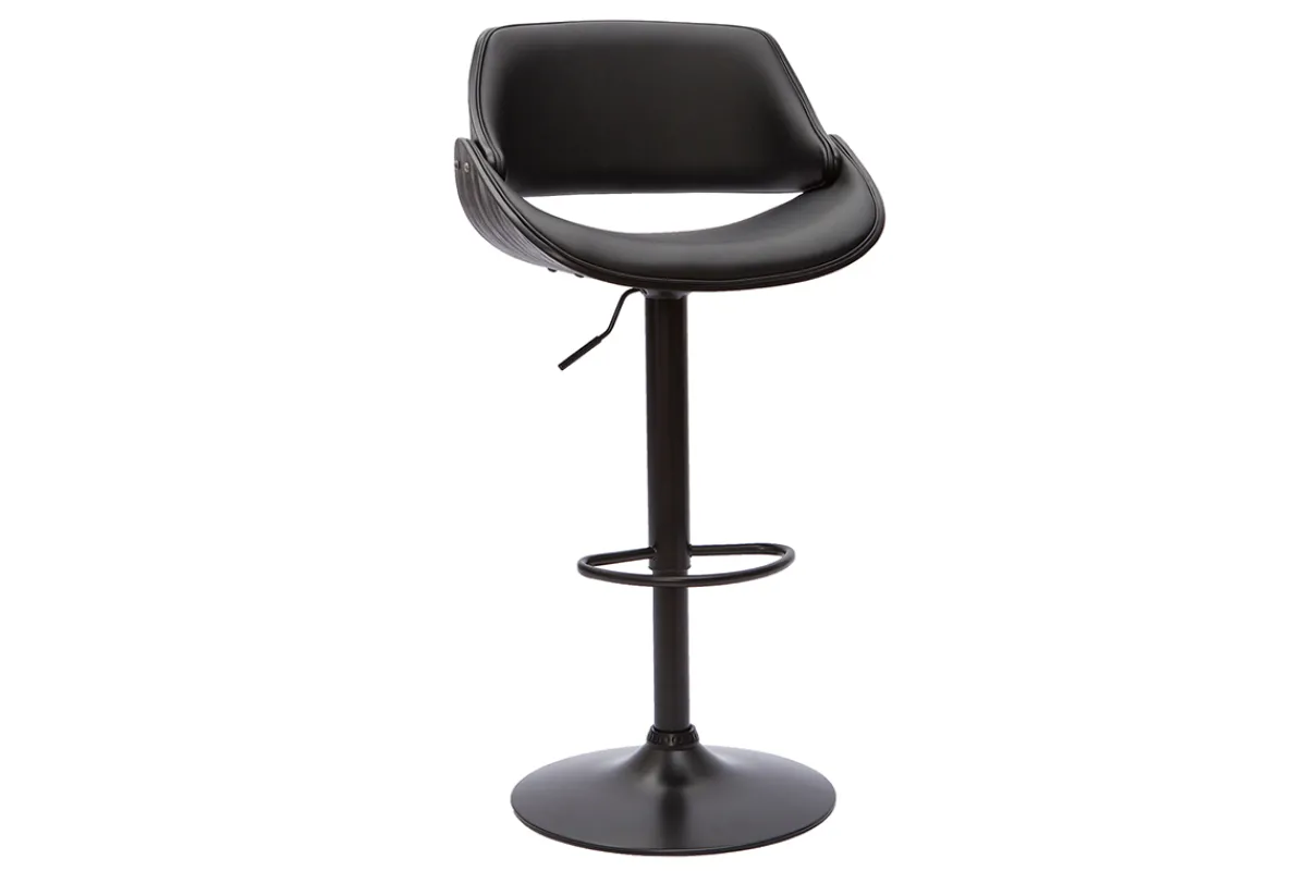 Miliboo Design-Barhocker höhenverstellbar Holz und schwarzes Metall CLASH* Barhocker