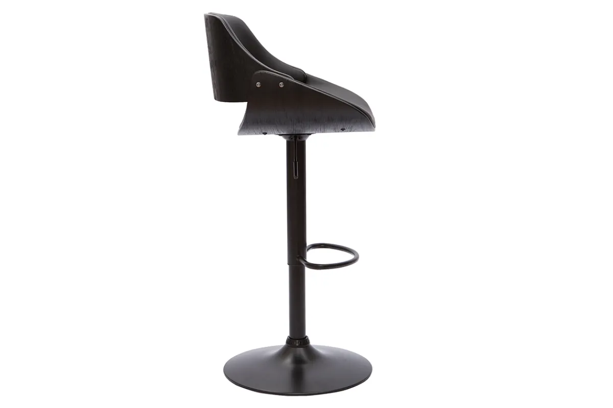 Miliboo Design-Barhocker höhenverstellbar Holz und schwarzes Metall CLASH* Barhocker