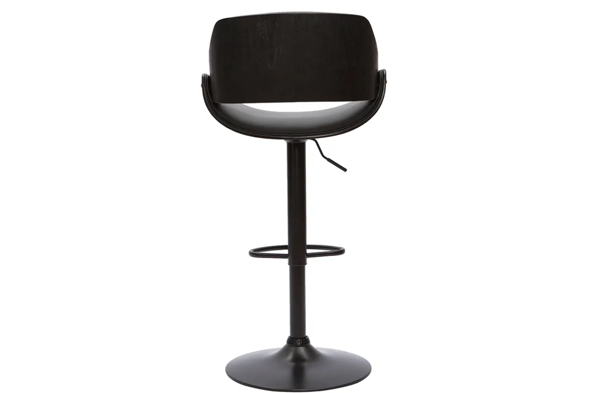 Miliboo Design-Barhocker höhenverstellbar Holz und schwarzes Metall CLASH* Barhocker