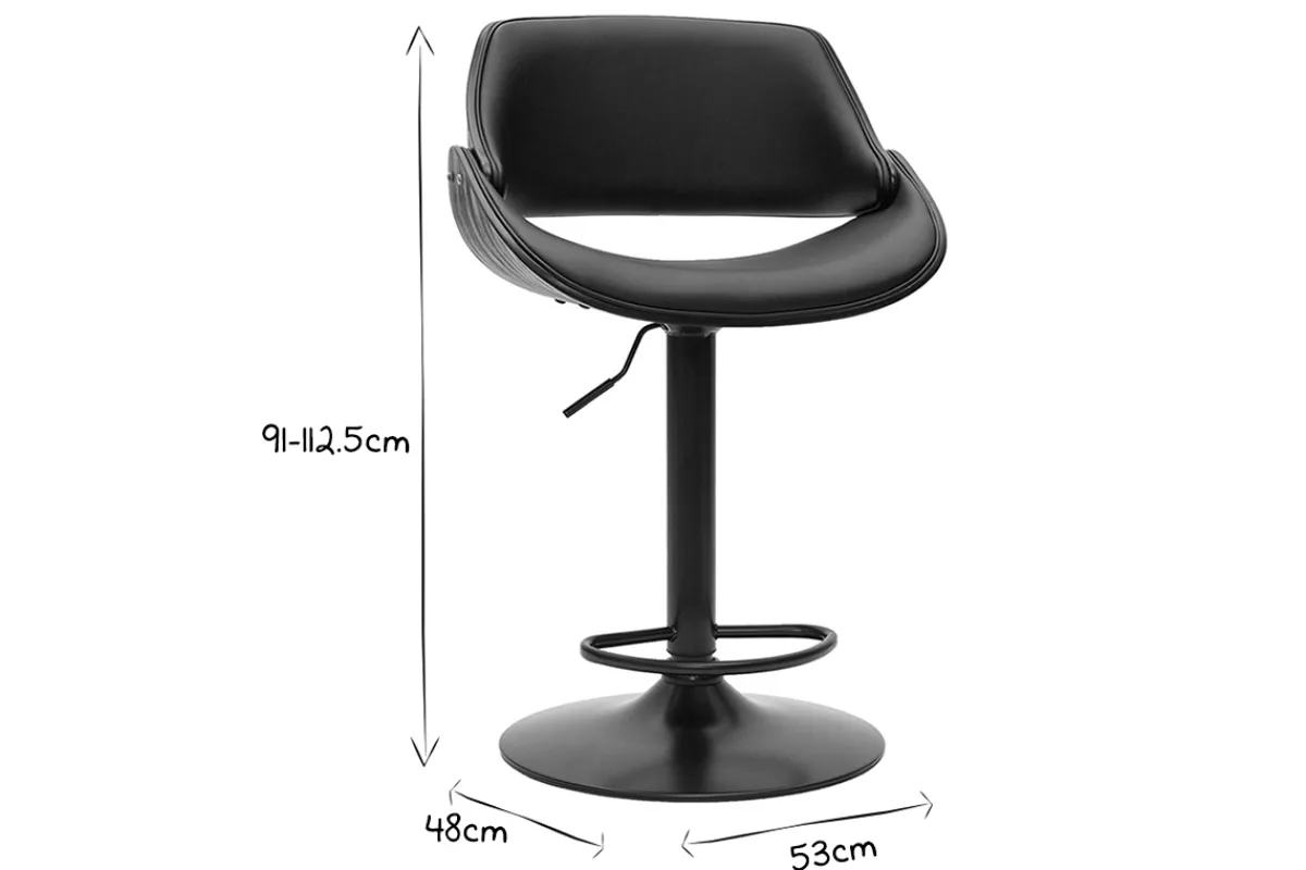 Miliboo Design-Barhocker höhenverstellbar Holz und schwarzes Metall CLASH* Barhocker