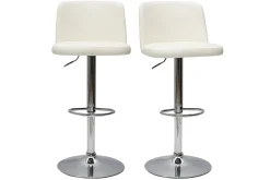 Miliboo Design-Barhocker höhenverstellbar weiß (2er-Set) MONTI* Barhocker