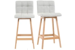 Miliboo Design-Barhocker Holz und Perlgrau 65 cm 2 Stck. KLARIS* Barhocker