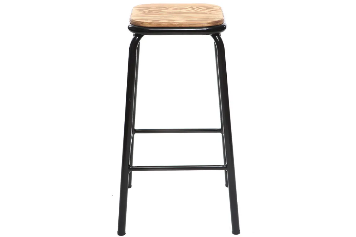 Miliboo Design-Barhocker Holz und Schwarz 65 cm 2 Stück MEMPHIS* Barhocker