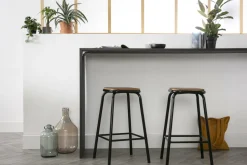 Miliboo Design-Barhocker Holz und Schwarz 65 cm 2 Stück MEMPHIS* Barhocker