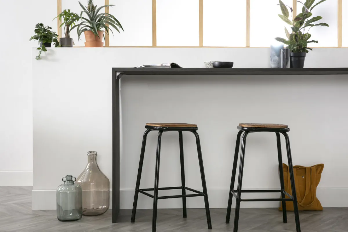 Miliboo Design-Barhocker Holz und Schwarz 65 cm 2 Stück MEMPHIS* Barhocker