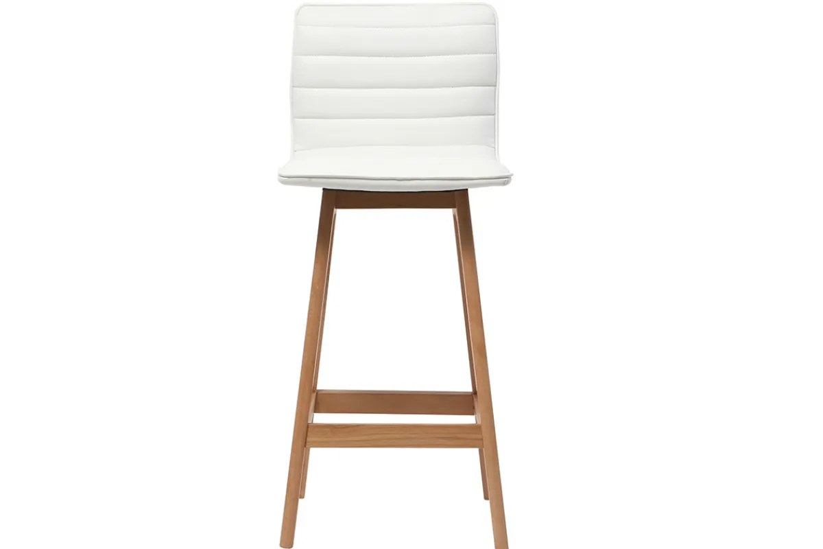 Miliboo Design-Barhocker Holz und PU Weiß 65 cm 2 Stck. EMMA* Barhocker