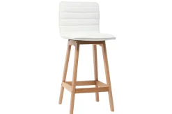Miliboo Design-Barhocker Holz und PU Weiß 65 cm 2 Stck. EMMA* Barhocker