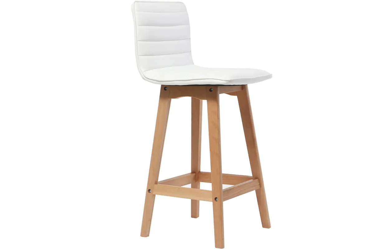 Miliboo Design-Barhocker Holz und PU Weiß 65 cm 2 Stck. EMMA* Barhocker