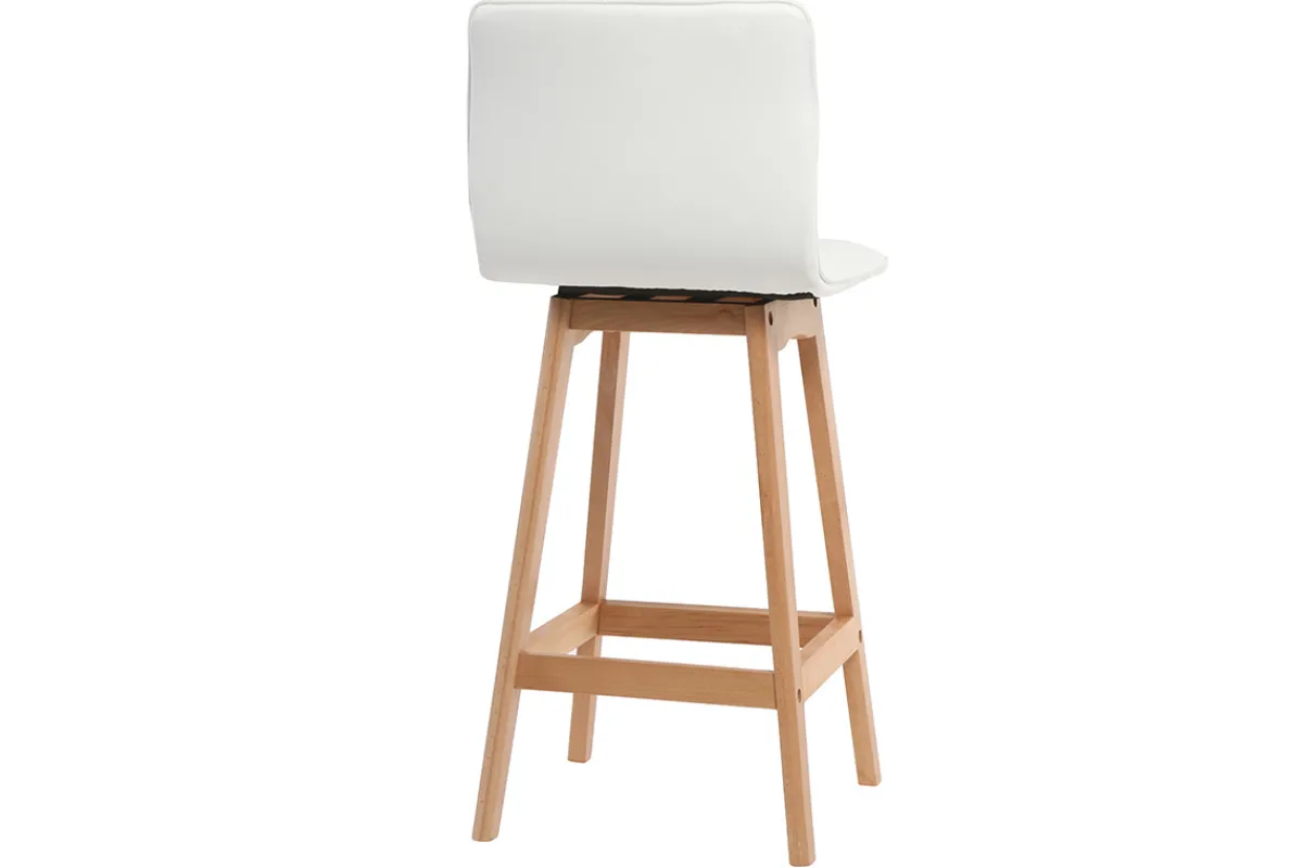 Miliboo Design-Barhocker Holz und PU Weiß 65 cm 2 Stck. EMMA* Barhocker