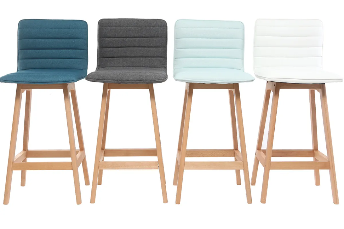 Miliboo Design-Barhocker Holz und PU Weiß 65 cm 2 Stck. EMMA* Barhocker