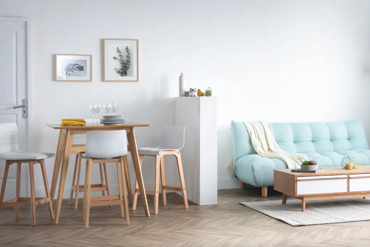 Miliboo Design-Barhocker Holz und PU Weiß 65 cm 2 Stck. EMMA* Barhocker