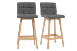 Miliboo Design-Barhocker Holz und Dunkelgrau 65 cm 2 Stck. KLARIS* Barhocker