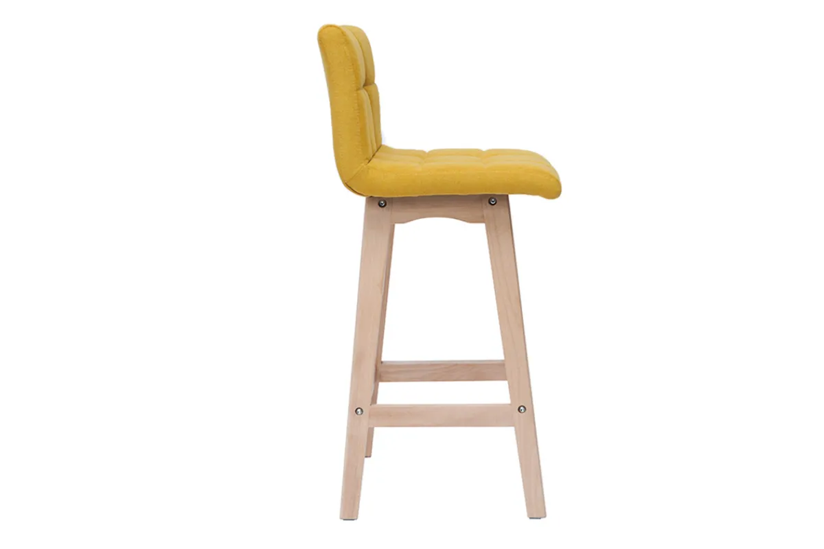Miliboo Design-Barhocker Holz und senfgelb 65 cm 2 Stck. KLARIS* Barhocker