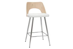 Miliboo Design-Barhocker in Weiß und Holz H66,5 cm (2er Set) FALCOM* Barhocker
