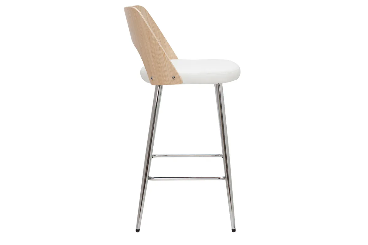 Miliboo Design-Barhocker in Weiß und Holz H66,5 cm (2er Set) FALCOM* Barhocker