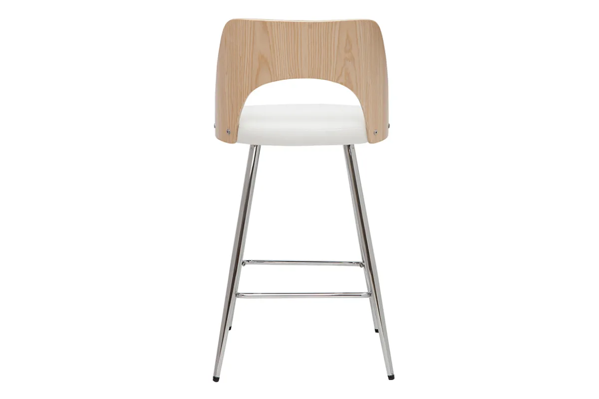 Miliboo Design-Barhocker in Weiß und Holz H66,5 cm (2er Set) FALCOM* Barhocker