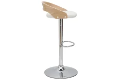 Miliboo Design-Barhocker MANO höhenverstellbar weiß und helles Holz* Barhocker