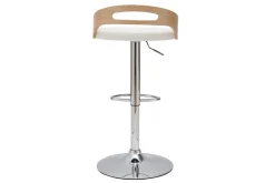 Miliboo Design-Barhocker MANO höhenverstellbar weiß und helles Holz* Barhocker