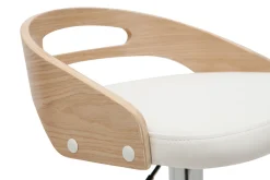 Miliboo Design-Barhocker MANO höhenverstellbar weiß und helles Holz* Barhocker