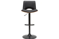Miliboo Design-Barhocker PANACH höhenverstellbar schwarz und dunkles Holz* Barhocker