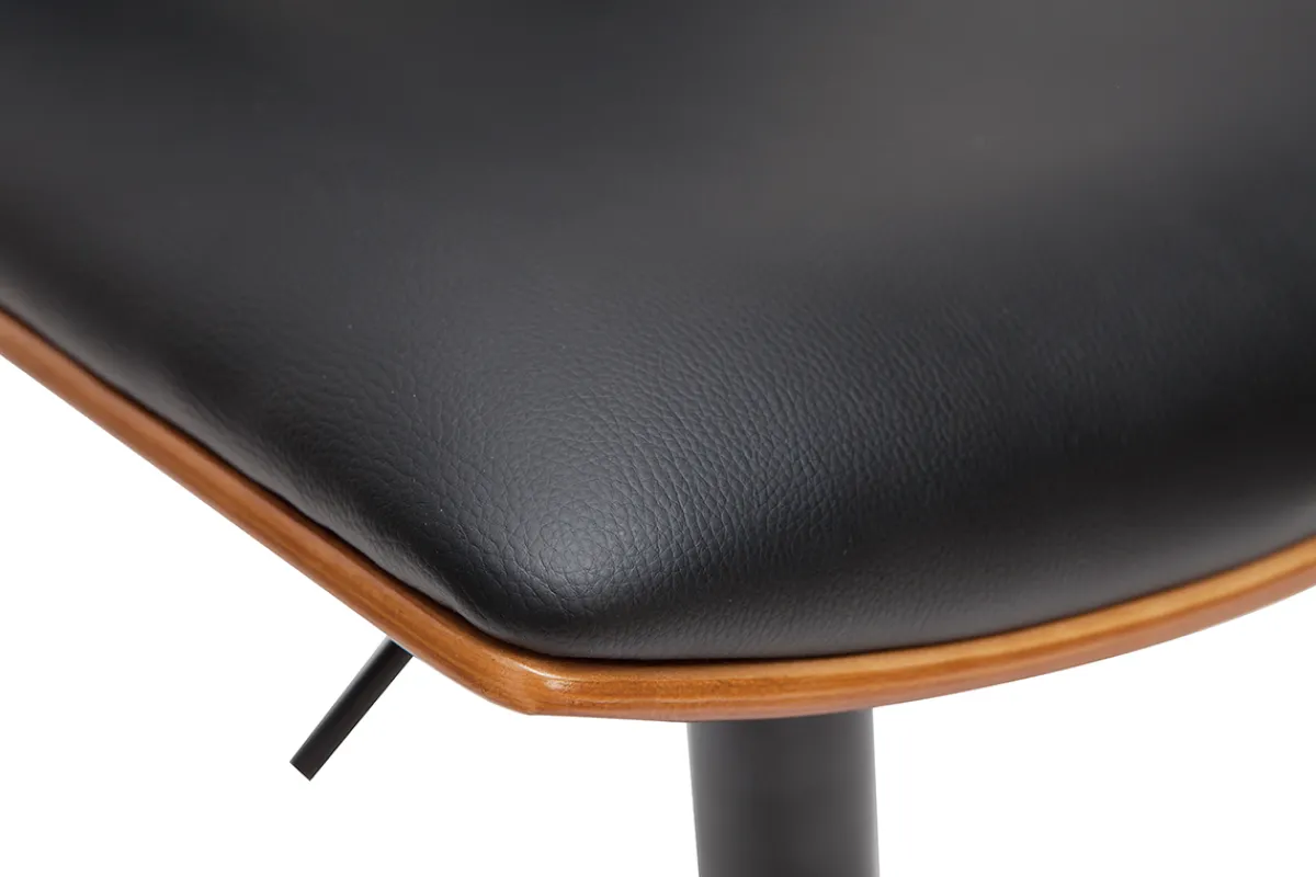 Miliboo Design-Barhocker PANACH höhenverstellbar schwarz und dunkles Holz* Barhocker