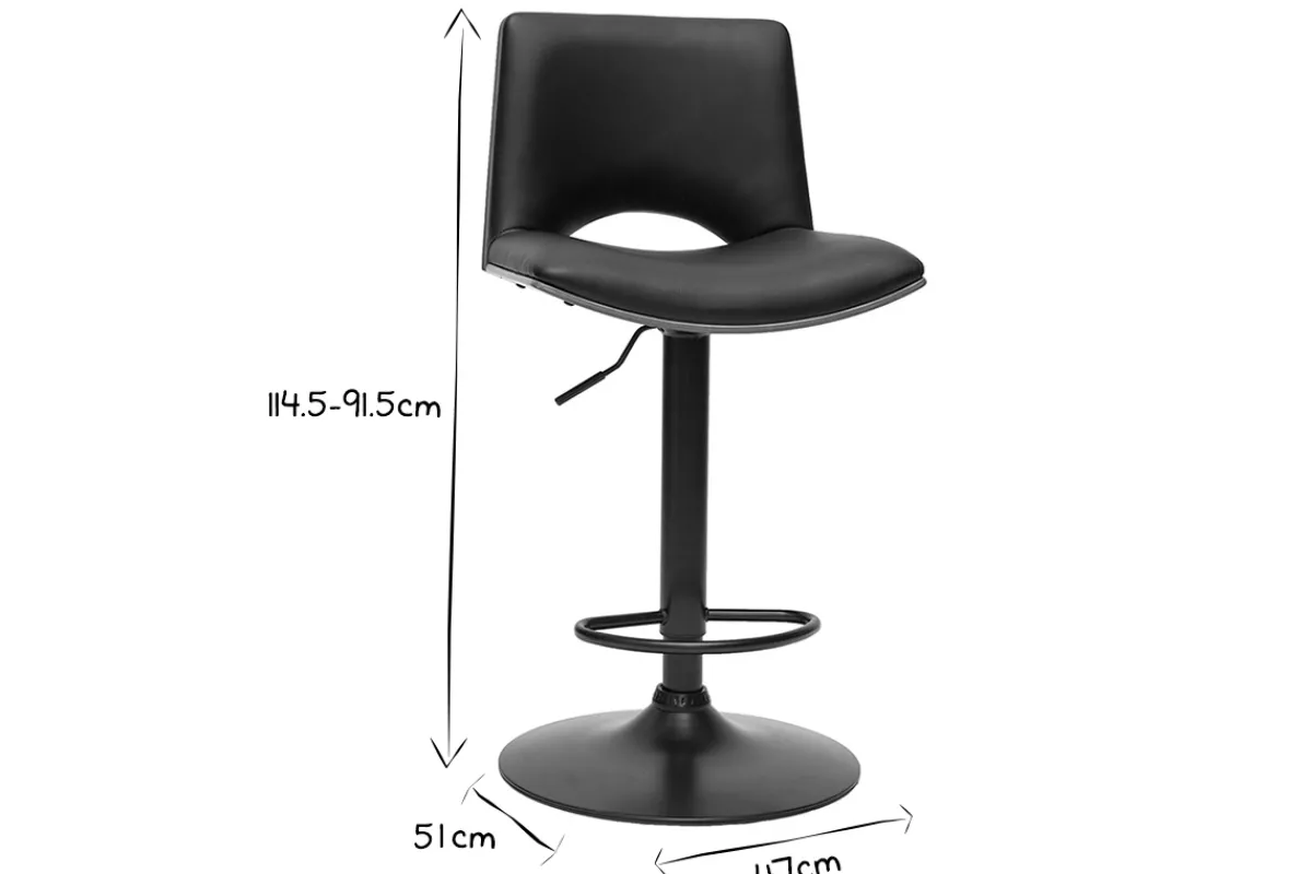 Miliboo Design-Barhocker PANACH höhenverstellbar schwarz und dunkles Holz* Barhocker