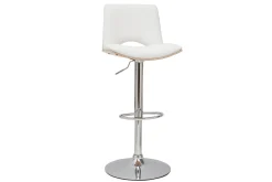Miliboo Design-Barhocker PANACH höhenverstellbar weiß und helles Holz* Barhocker