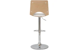 Miliboo Design-Barhocker PANACH höhenverstellbar weiß und helles Holz* Barhocker