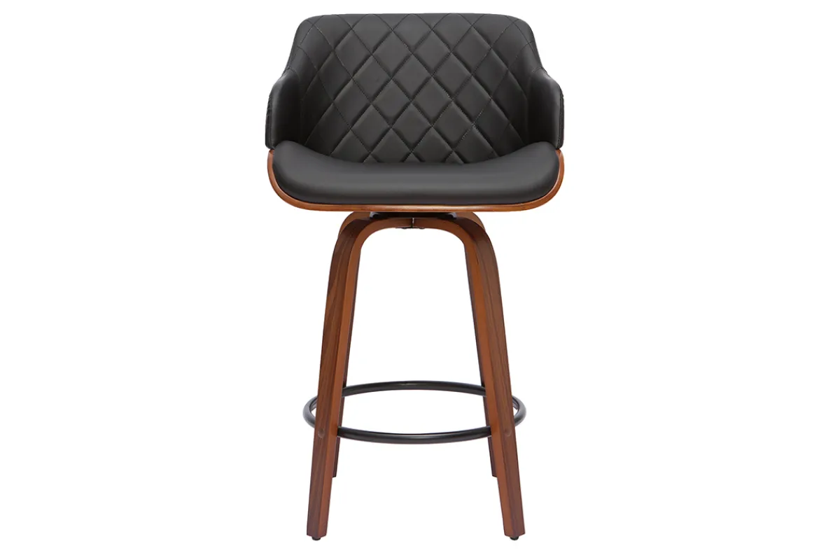 Miliboo Design-Barhocker PANACH schwarz und dunkles Holz 65 cm LUCIEN* Barhocker