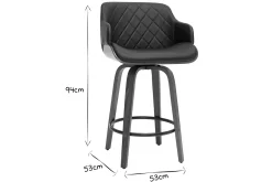 Miliboo Design-Barhocker PANACH schwarz und dunkles Holz 65 cm LUCIEN* Barhocker
