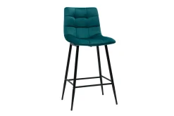 Miliboo Design-Barhocker petrolblauer Samt H65 cm (2er-Set) MAXWELL* Barhocker