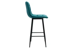 Miliboo Design-Barhocker petrolblauer Samt H65 cm (2er-Set) MAXWELL* Barhocker
