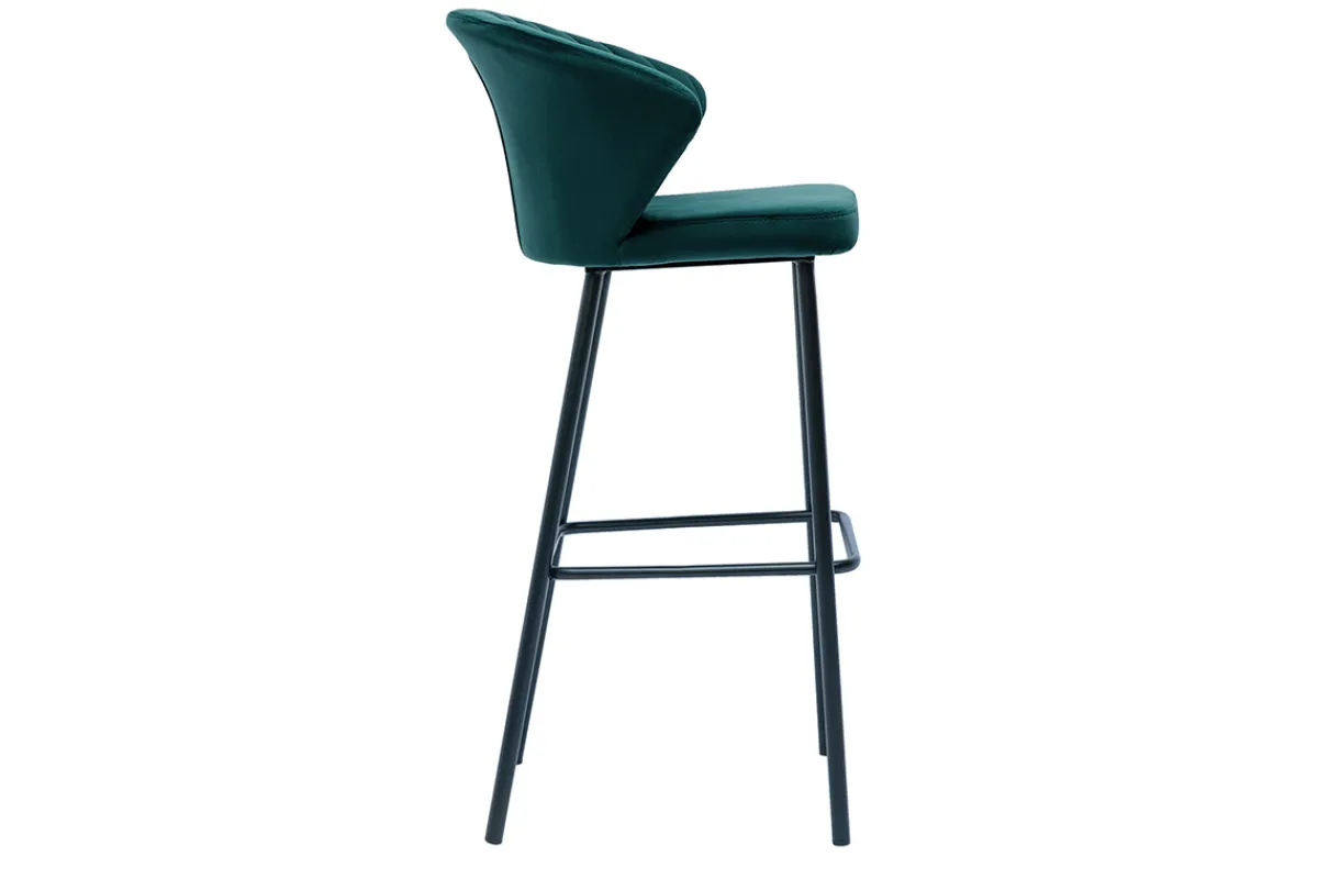 Miliboo Design-Barhocker Samt Petrolblau 78 cm DALLY* Barhocker
