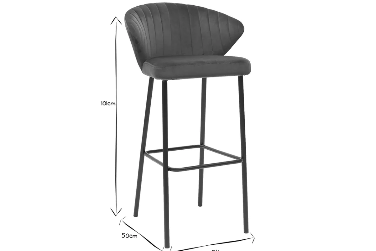 Miliboo Design-Barhocker Samt Petrolblau 78 cm DALLY* Barhocker