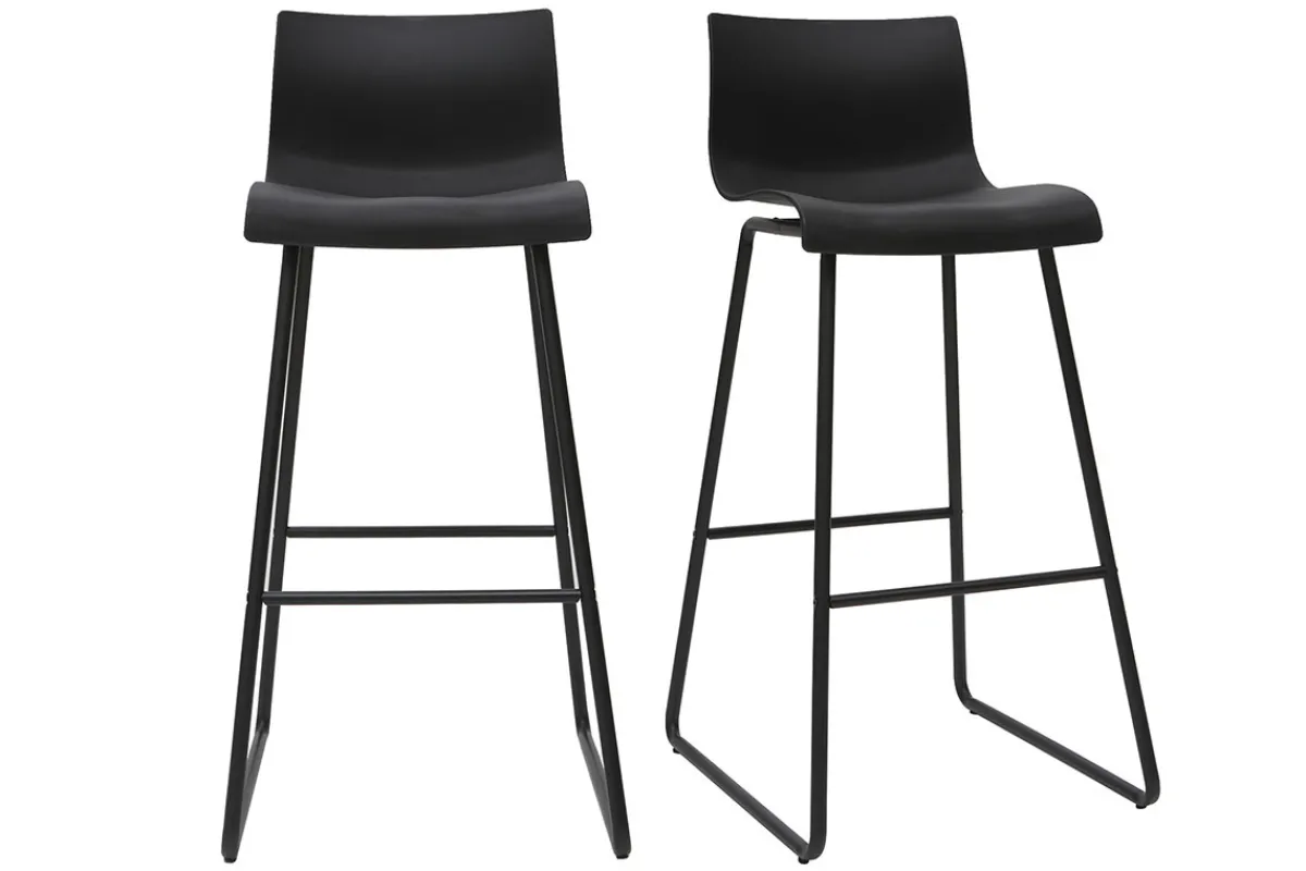 Miliboo Design-Barhocker Schwarz 76 cm (2er-Set) ONA* Barhocker