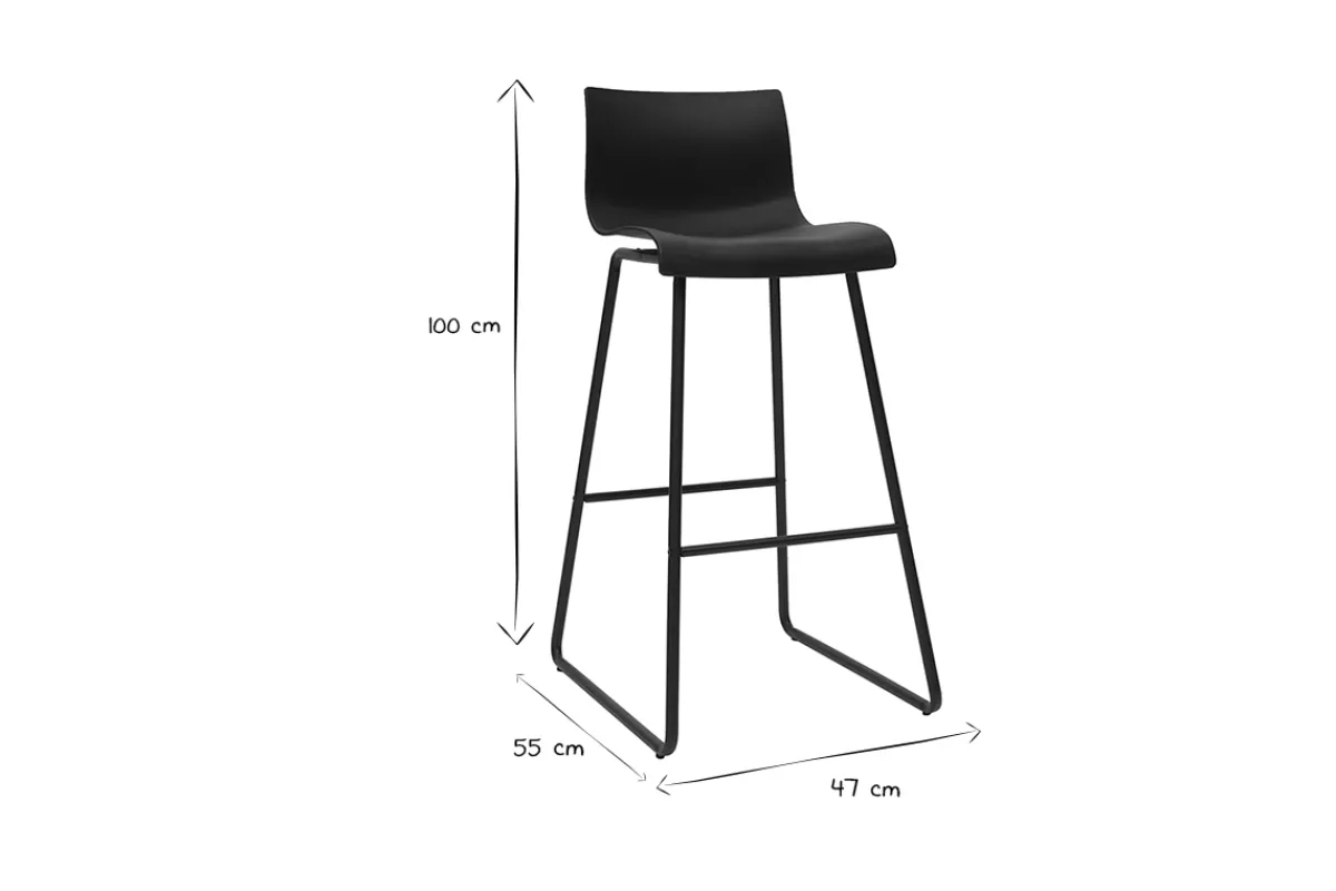 Miliboo Design-Barhocker Schwarz 76 cm (2er-Set) ONA* Barhocker
