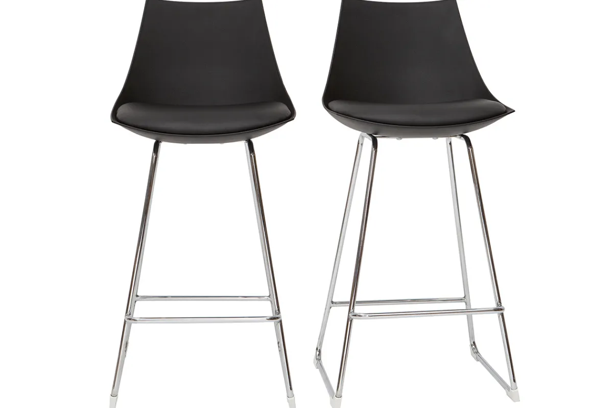 Miliboo Design-Barhocker schwarz 65 cm (2er-Satz) JUNE* Barhocker